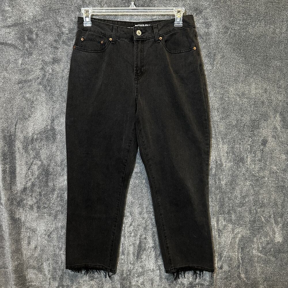Rewash Brand Jeans Womans 9/29 Black Denim High Rise Raw Hem Distressed Stretch